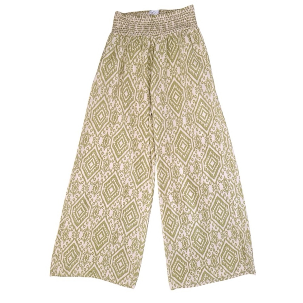 [Patrons of Peace] Patterned Green Wide-Leg Pants